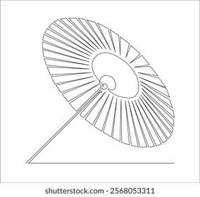 One continuous line drawing of japanese traditional umbrella . single line design of wagasa umbrella. japanese traditional umbrella outline  illustration. Editable outline