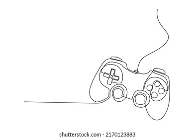 One continuous line drawing of  Joystick linear style sign for mobile. Game equipment concept. Single line draw design vector graphic illustration.