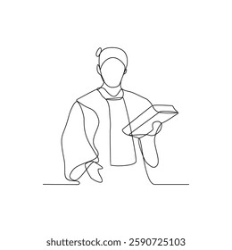 One continuous line drawing of a Judge is on duty vector design illustration. Judge in court design illustration simple linear style vector concept. Judge in court illustration for your asset design.