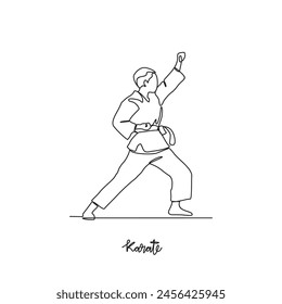 One continuous line drawing of Karate sports vector illustration. Karate sports design in simple linear continuous style vector concept. Sports themes design for your asset design illustration.