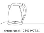 one continuous line drawing of kettle isolated on white background. cooking and kitchen concept, Coffee maker pot drip kettle one line art, A simple, continuous line drawing of a kettle