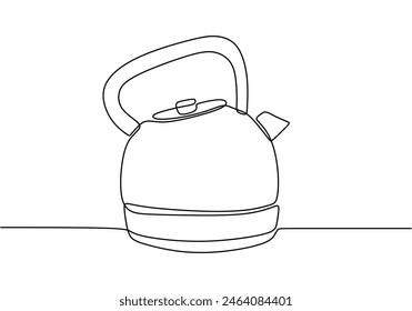 dibujo de una línea continua de hervidor aislado sobre fondo blanco. concepto de cocina y cocina en estilo lineal simple trazo editable.