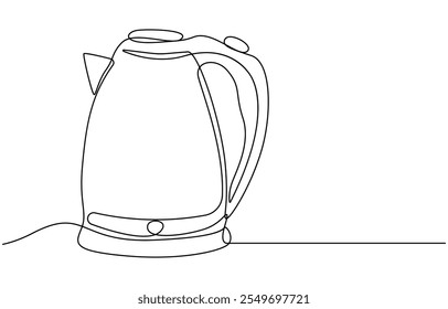 one continuous line drawing of kettle isolated on white background. cooking and kitchen concept, Coffee maker pot drip kettle one line art, A simple, continuous line drawing of a kettle