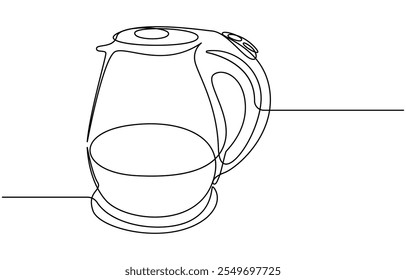 un dibujo de línea continua de hervidor de agua aislado sobre fondo blanco. concepto de cocina y cocina, cafetera, tetera de goteo de una línea de arte, un dibujo de línea simple y continuo de una tetera