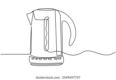 one continuous line drawing of kettle isolated on white background. cooking and kitchen concept, Coffee maker pot drip kettle one line art, A simple, continuous line drawing of a kettle