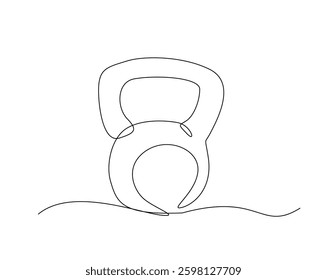 One continuous line drawing of kettlebell illustration can use for gym and crossfit concept. Sport equipment.