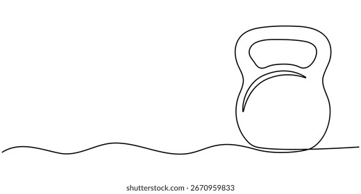One Continuous Line Drawing of Kettlebell Icon. Single Line Vector Illustration. 
