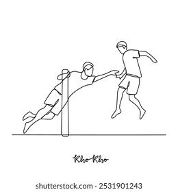 One continuous line drawing of Kho Kho sports vector illustration. Traditional sports design in simple linear continuous style vector concept. Sports theme design for your asset design illustration.