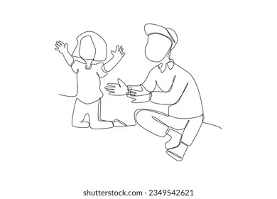 One continuous line drawing of Kids, parents and doctor. Parenting in Healthcare concept. Doodle vector illustration in simple linear style. 