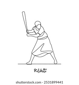 One continuous line drawing of Kilikiti sports vector illustration. Traditional sports design in simple linear continuous style vector concept. Sports theme design for your asset design illustration.