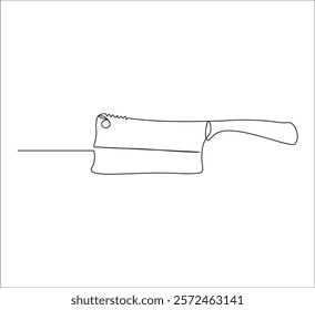 One continuous line drawing of kitchen knife equipment. single line drawing of kitchen knife. kitchen knife illustration. editable outline