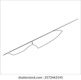 One continuous line drawing of kitchen knife equipment. single line drawing of kitchen knife. kitchen knife illustration. editable outline