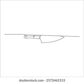 One continuous line drawing of kitchen knife equipment. single line drawing of kitchen knife. kitchen knife illustration. editable outline