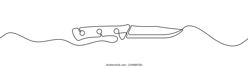 One continuous line drawing of knife. Knife linear background. Vector illustration. Knife line icon.