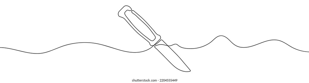 Eine durchgehende Linienzeichnung des Messers. Messer, linearer Hintergrund. Vektorgrafik. Kniffe Linie Symbol.