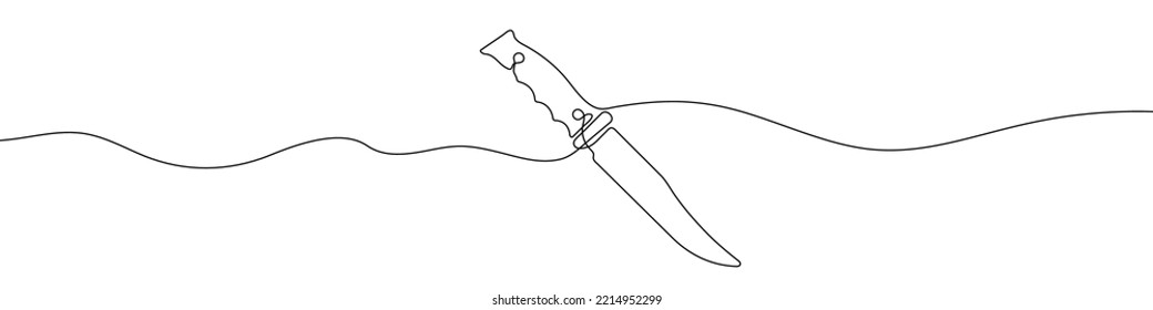 One continuous line drawing of knife. Knife linear background. Vector illustration. Knife line icon.