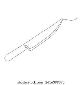 One continuous line drawing of knife. Single line drawing of knife