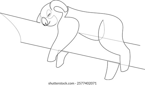 One continuous line drawing of koala resting on a tree. Animal from Australia mascot concept for conservation park. Minimalist tattoo sketch. Single line draw design vector illustration.