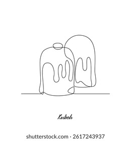 One continuous line drawing of Kulich food vector design illustration. Traditional food in simple linear style vector design concept. European foods for your asset design and educational purpose.