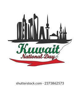 One continuous line drawing of Kuwait National Day Vector Illustration on February 25th. Kuwait National Day design in simple linear style illustration. Suitable for greeting card, poster and banner.