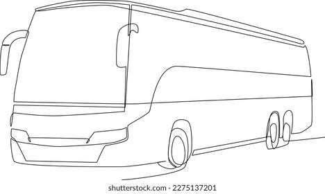 One continuous line drawing of a land transportation is a big bus, transportation accommodation minimalist concept, public Accommodation, traditional accommodation, simple line, vector illustration.