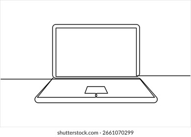 One continuous line drawing of laptop design vector