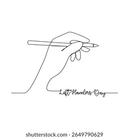 One continuous line drawing of Left-Handers Day vector illustration. Left-Handers Day themes design concept in simple linear continuous line. Suitable design for your campaign and design asset