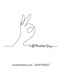 One continuous line drawing of Left-Handers Day vector illustration. Left-Handers Day themes design concept in simple linear continuous line. Suitable design for your campaign and design asset