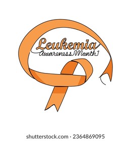 One continuous line drawing of leukemia awareness month with white background. Awareness ribbon design in simple linear style. healthcare and medical design concept vector illustration.