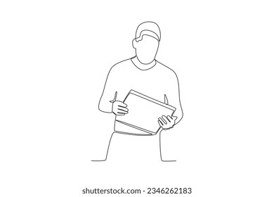 One continuous line drawing of a Library customers find the book they are looking for