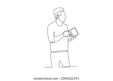 One continuous line drawing of a Library customers are looking for books
