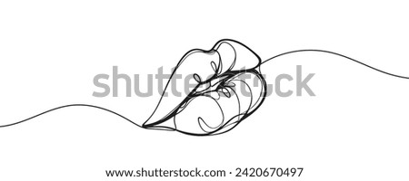One continuous line drawing of lips. One line vector illustration of lips