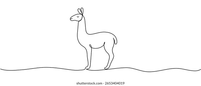 One continuous line drawing of llama Editable stroke