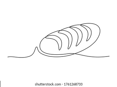 One Continuous Line Drawing Of Long Loaf Bread. Simple Black Line Sketch Of French Baguette, Bakery And Cafe Concept Good For Logo. Vector Illustration