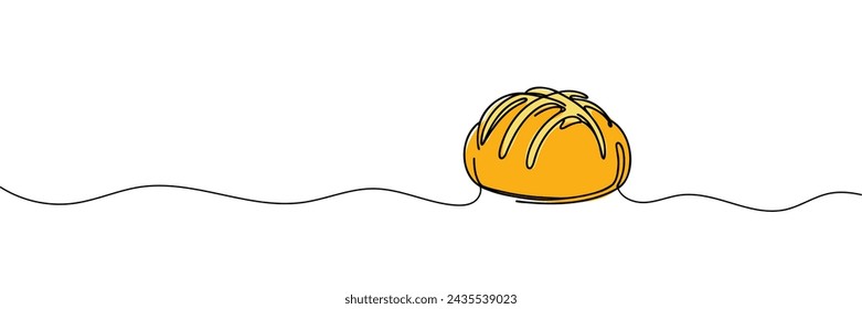 Una línea continua de dibujo de pan de pan largo. Simple boceto de línea negra de baguette francés, panadería y café concepto bueno para el logotipo. Ilustración vectorial.