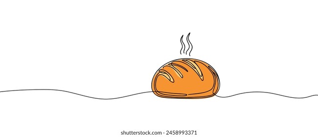 One continuous line drawing of long loaf bread. Simple black line sketch of French baguette, bakery and cafe concept good for logo. Vector illustration.