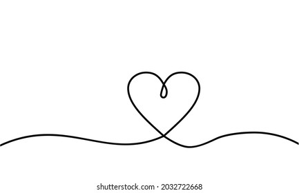 One continuous line drawing of love sign with heart minimalistic design on white background