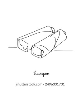 One continuous line drawing of Lumpia food vector illustration. Traditional food in simple linear style vector design concept. Traditional foods have gained global popularity in world communities.