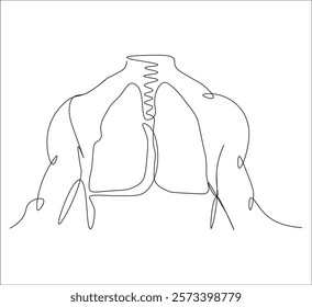 One continuous line drawing of lungs . single line lung concept.  illustration of human body organ. editable outline