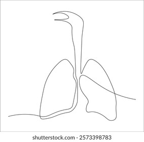 One continuous line drawing of lungs . single line lung concept.  illustration of human body organ. editable outline