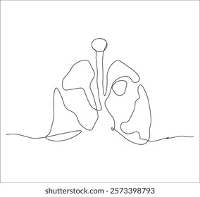 One continuous line drawing of lungs . single line lung concept.  illustration of human body organ. editable outline