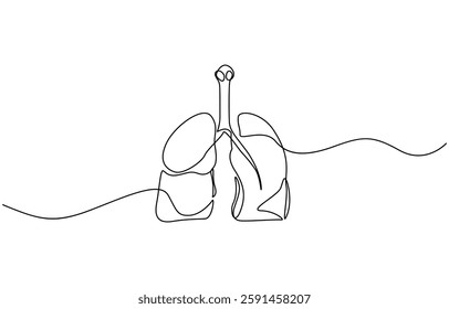 One continuous line drawing of lungs . single line lung concept, Continuous single line drawing of anatomical human lungs organ medical internal anatomy concept one line design.