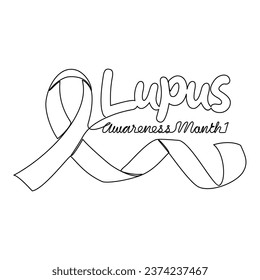 One continuous line drawing of Lupus awareness month with white background. Lupus awareness month design in simple linear style. Lupus awareness month design concept for medical vector illustration. 