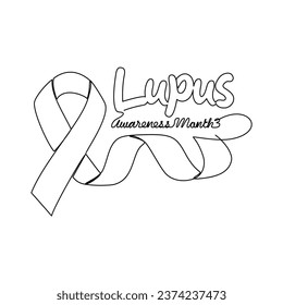 Un dibujo continuo del mes de concientización del Lupus con fondo blanco. Diseño del mes de concientización del lupus en un estilo lineal simple. Concepto del mes de concientización del lupus para la ilustración del vector médico. 