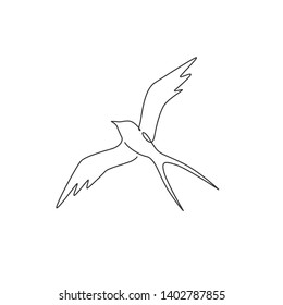 One continuous line drawing of luxury swallow for company logo identity. Cute bird mascot concept for organic food symbol. Trendy single line vector draw design graphic illustration