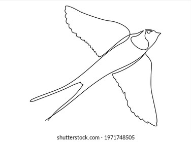 One continuous line drawing of luxury swallow for company logo identity.