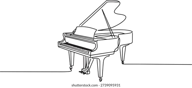 One continuous line drawing of luxury wooden grand piano. Classical music instruments concept. Trendy single line draw design. one line Icon drawing
