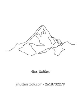 One continuous line drawing of Machapuchare mountain vector illustration. Mountain themes simple linear style vector design concept. Nature and outdoor for your asset design and education purpose.	
