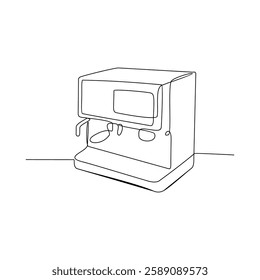 One continuous line drawing of a machine coffee with simple linear style vector illustration. Machine coffee drawing with Minimalist black linear design isolated concept vector design illustration.