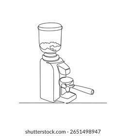 Un dibujo de línea continua de una máquina de café con Ilustración vectorial de estilo lineal simple. Dibujo de café de la máquina con ilustración de diseño de Vector de concepto aislado de diseño lineal negro minimalista.
